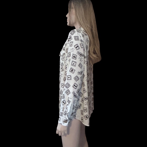 Karl Lagerfeld Paris Shirt Blouse Graphic Travel Graffiti Print Eiffel Tower - Picture 12 of 16